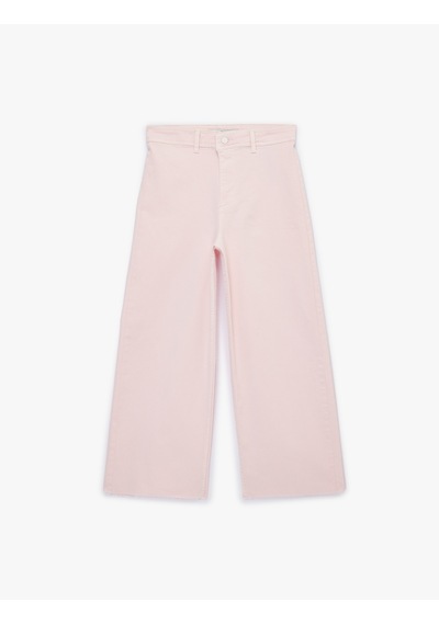 Koton Normal Bel Rahat Kalıp Kesik Paça Jean Pantolon - Culoette Jean Pembe 6sal40004mw Gül