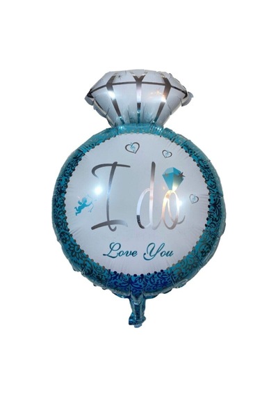 Tek Taş Yüzük Figürlü Folyo Balon 18 Inç Mavi Mavi
