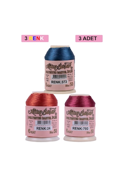 3 Adet Altınbaşak Oya Ve Dantel İpi 20 Gr - Royaleks - No: 024 - 793 - 373