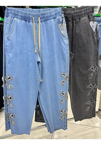 Zanessi Fashıon Büyük Beden Yüksek Bel Taş Detaylı Likralı Beli Lastikli Denim Mom Kadın Pantolon Mavi Zanessi Fashıon Büyük Beden Yüksek Bel Taş Detaylı Likralı Beli Lastikli Denim Mom Kadın Pantolon Mavi