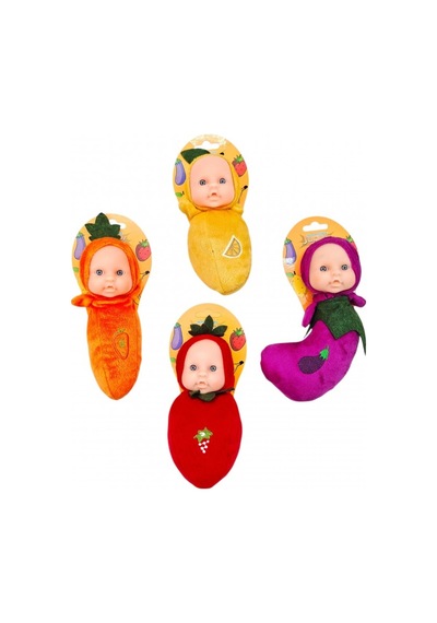 Askılı Meyve Kostümlü Bebiş Bebek 4'lü Set Peluş Meyve Tasarımlı Mini Oyuncak Bebekler