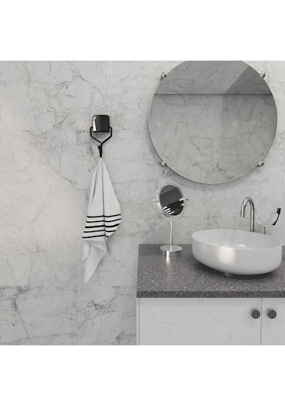 Decorev Dekoratif Yapıştırmalı Banyo- Mutfak Metal Tekli Kancalı Askı Siyah Pratik Vidasız Montaj Dc-5052 Siyah