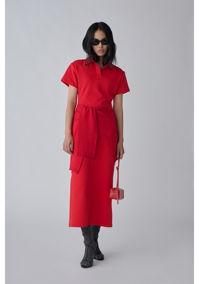 Suud Collection Kırmızı Raine Polo Yaka Elbise