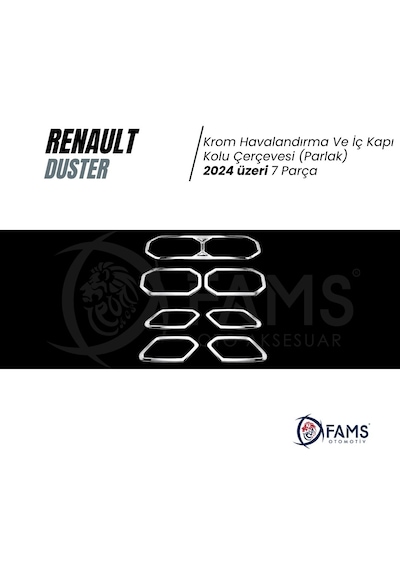Renault Duster Krom Havalandırma Ve İç Kapı Kolu Çerçevesi 2024 Üzeri 7 Prç P.çelik Parlak