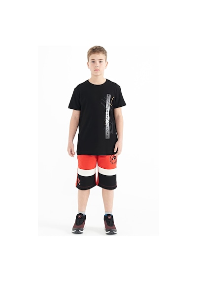 Tommylife Tommy Life Fiesta Renkli Baskılı Bağcıklı Nakış Detaylı Standart Kalıp Erkek Çocuk Şort - 11129 Kırmızı