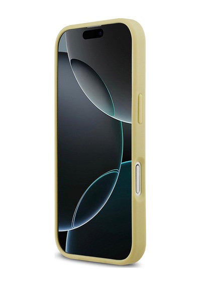 Apple Uyumlu iPhone 17 Kılıf Guess Lisanslı Taşlı Arka Yüzey Üçgen Logolu Kapak Gold