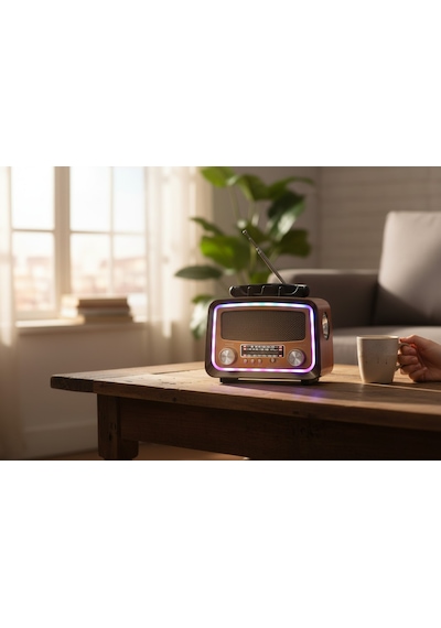Rt-730a Nostalji Mini Fenerli Radyo,bluetooth Özellikli Ledli Nostaljik Radyo