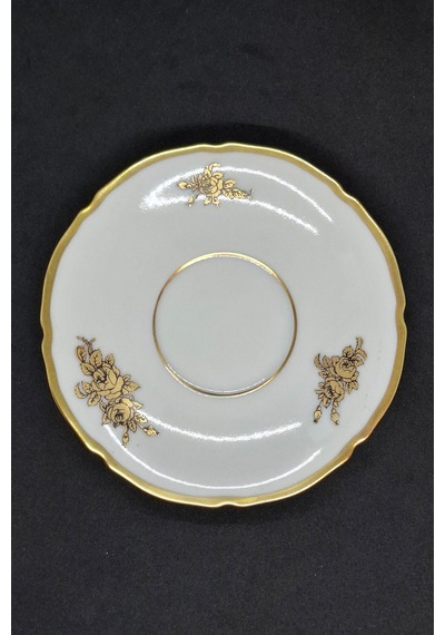 Gold Tone Floral Porselen Kahve Fincanı 60 Ml Krem