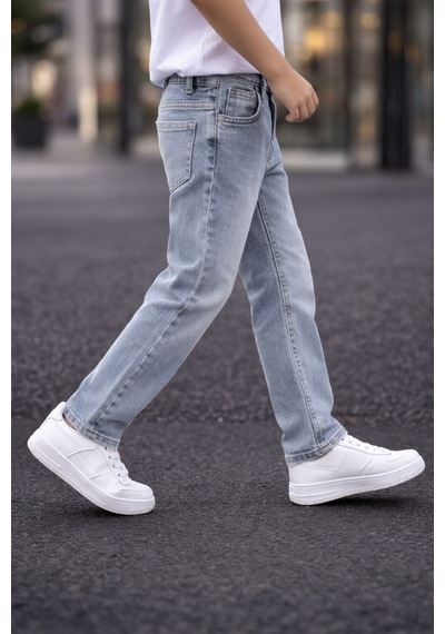 Cedy Denım - Yüksek Kalite Erkek Çocuk Yüksek Bel Regularfit Esnek Jean Pantolon C800 Kar Yıkama