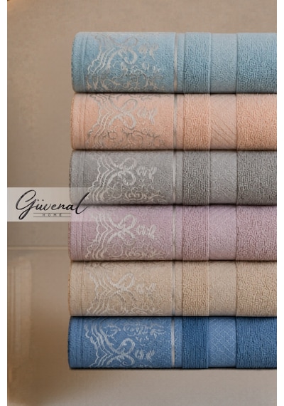 Güvenal Linea Premium Jakarlı 6 Adet 50x90 Cm %100 Pamuk Ultra Yumuşak El & Yüz Havlu Seti Yumuşak Dokulu El & Yüz Havlusu - Renkli Çok Renkli