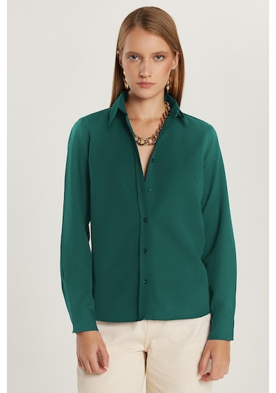 Tudors Kadın Slim Fit Dar Kesim Uzun Kollu Pamuklu Vücuda Oturan Dokulu Yeşil Basic Gömlek-38817 Yeşil Tudors Kadın Slim Fit Dar Kesim Uzun Kollu Pamuklu Vücuda Oturan Dokulu Yeşil Basic Gömlek-38817 Yeşil