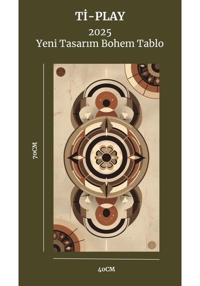Bohem Tablo Çokgen Desenli Toprak Tonlarında Renkler Bohem Duvar Sanatı Çerçevesiz Tablo