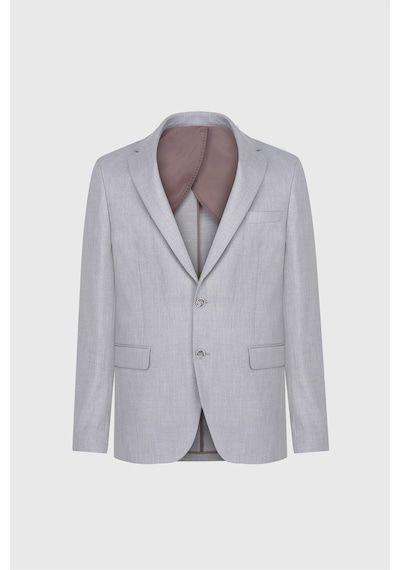 Ac&co Erkek Acık Grı Slim Fit Mono Yaka Çizgili Kapak Cepli Takım Elbise Açık Gri