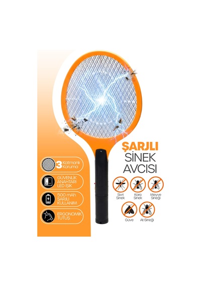 Şarjlı Sinek Raketi Sivrisinek Haşere Öldüren Elektrikli Sineklik Haşere Aleti 2808