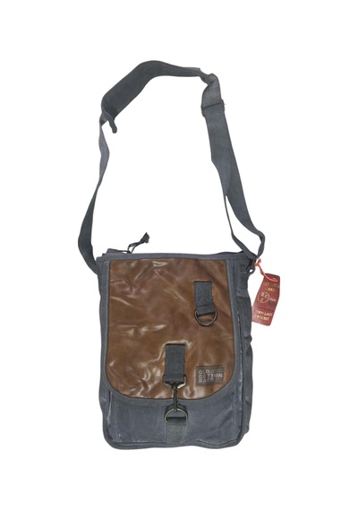Old Cotton Cargo Vintage Salaş Kaliteli Unisex Taşlanmış Kumaş Okul Gezi Postacı Çantası 27x33cm Gri - Taba