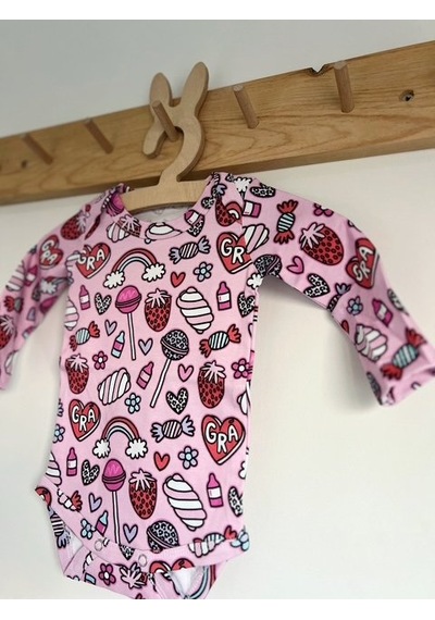 Key Kids Lolipop Marshmellow Pembe Renkli %100 Organik Pamuklu Kız Bebek Body Zıbın