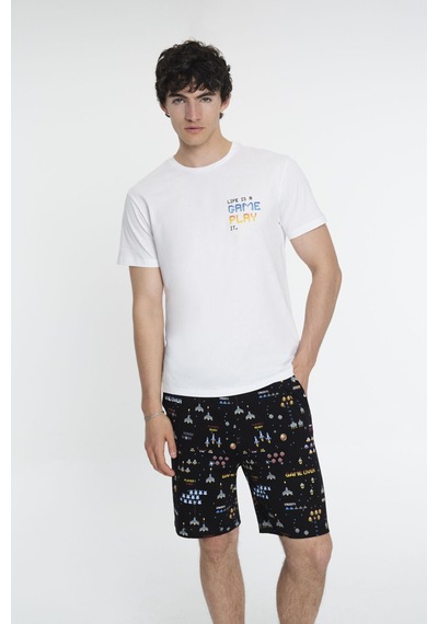 Loft Regular Fit Erkek Pijama Beyaz - Siyah