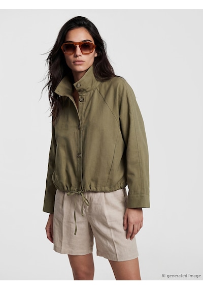 Lcw Vision Haki Dik Yaka Oversize Kadın Ceket