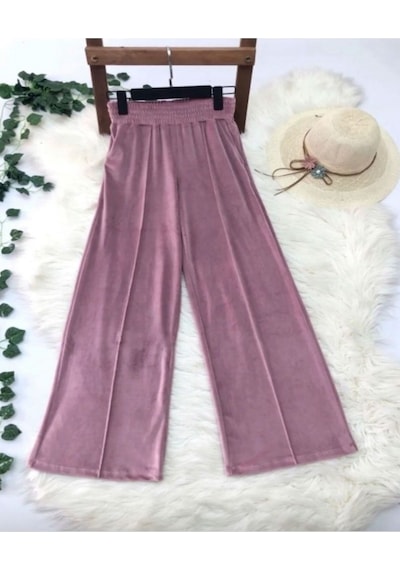 Lovie Moda Kadın Kadife Çımalı Eşofman Alt Pembe