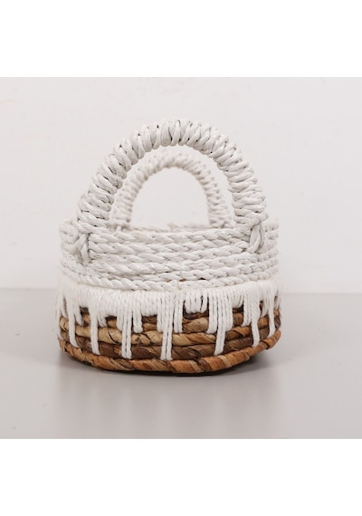 Bodrum 35x16x16 Cm. Doğal Abaka El Yapımı Oval Sepet Bej