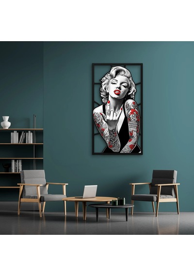 Dövmeli Sarışın Pop İkon - Metal Tablo - Dec0321 36 X 65 Cm Çok Renkli