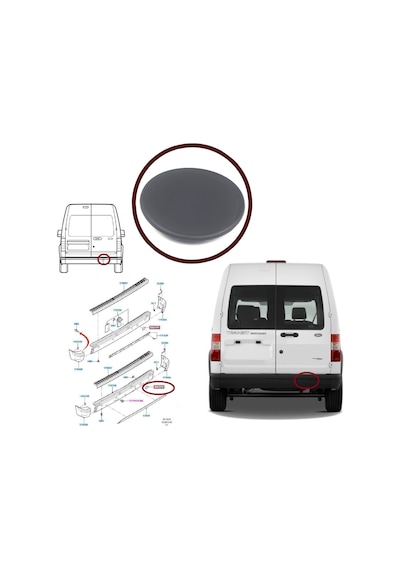 Ford Connect 2002-2013 Için Arka Tampon Çeki Demir Kapağı Astarli