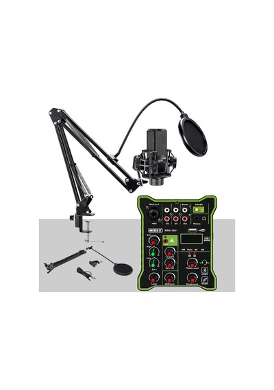 Midex Mx-2020 Functional Paket-2 Stüdyo Mikrofon Ses Kartlı Mikser Kulaklık Stand