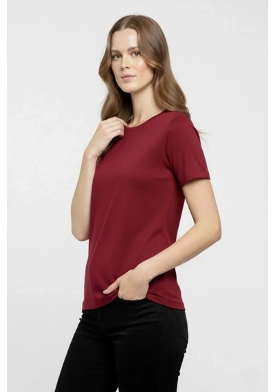 Butik İstanbul T-shirt Bisiklet Yaka Slim Fit Likralı Tişört Günlük Basic Body - Bordo