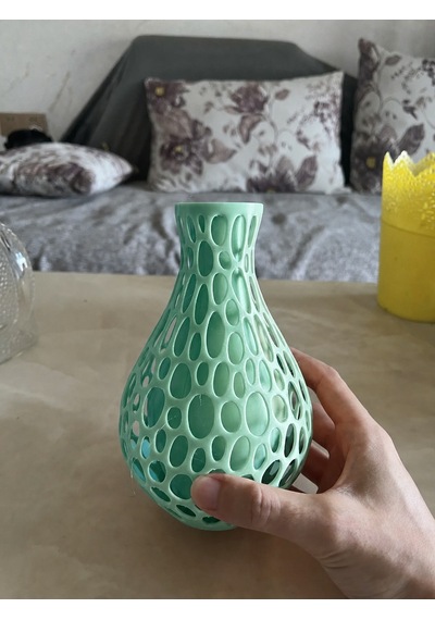 3d Baskı Petek Dokulu Vazo - Delikli Dekoratif Vazo-mint Diğer