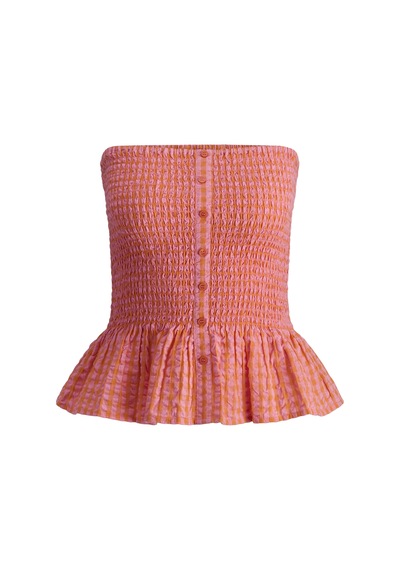 Jack & Jones Kadın Straplez Dügme Detayli Bluz - Petra - 12284151 Persimmon Orange