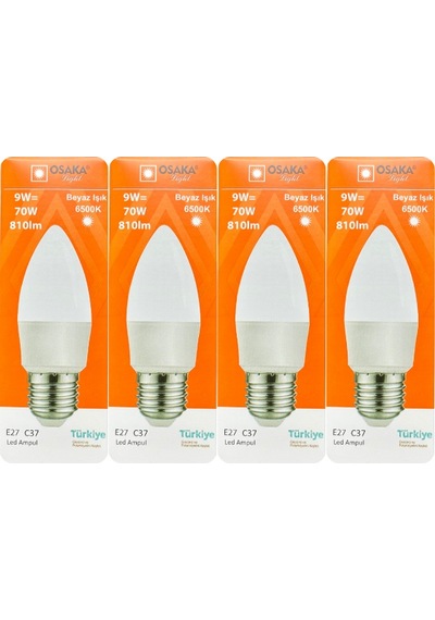 4 Adet Osaka 9w 70w Beyaz Işık E27 Duylu Kalın Duy Led Ampul