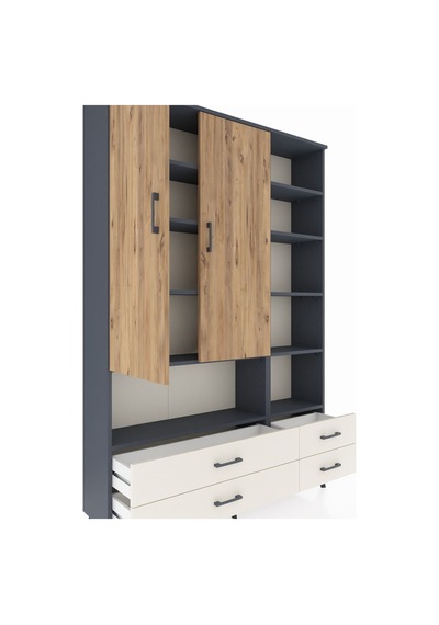 Arges Dolap 10 Raflı 4 Çekmeceli 2 Kapaklı 132x30x195 Antrasi... Antrasit Arges Dolap 10 Raflı 4 Çekmeceli 2 Kapaklı 132x30x195 Antrasi... Antrasit