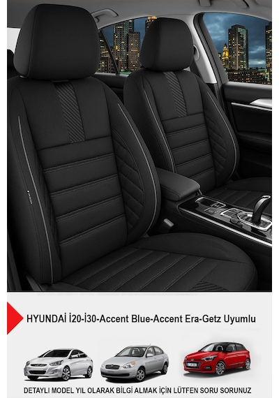 Gm Design Oniks Tay Tüyü Oto Koltuk Kılıfı - Hyundai İ20-i30-accent-blue-era-getz İle Uyumlu Siyah
