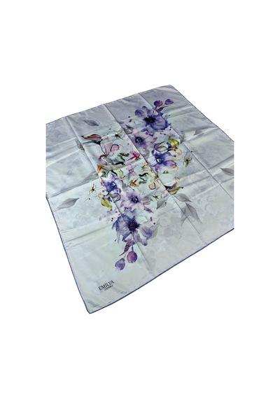 Mim Eşarp Emilya Rayon Çiçek Desenli Eşarp 90x90 Cm Mavi - Lacivert