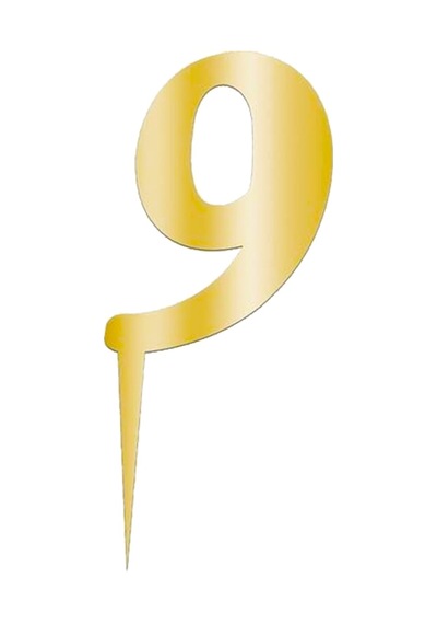 Pleksi Rakam Pasta Süsü. 12.5cm x 5cm - 1 Adet Altın 0