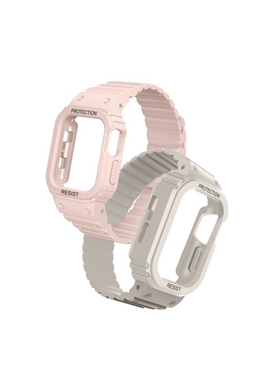 Apple Uyumlu Watch  10/11 Serisi 42mm Kordon Armour Defens Kasa Koruyuculu Silikon Band 142