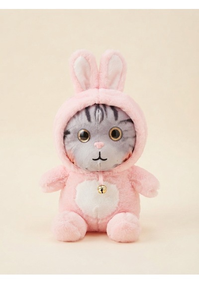 Peluş Şapkalı Kedi 30 Cm -pembe
