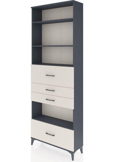 Arges Dolap 4 Raflı 4 Çekmeceli 88x30x243 Antrasit-aytaşı Antrasit