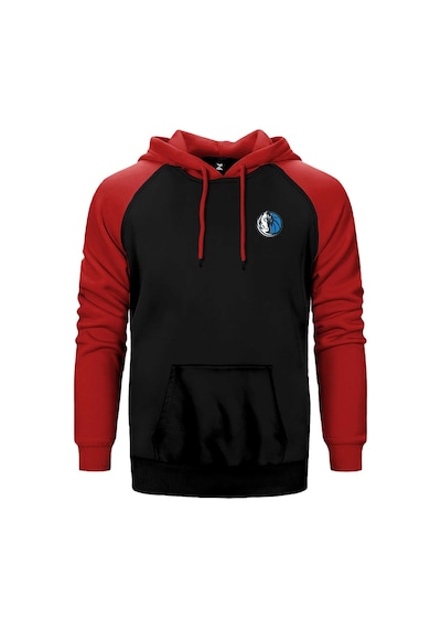 Dallas Mavericks Logo Kırmızı Renk Reglan Kol Kapşonlu Sweatshirt Kırmızı
