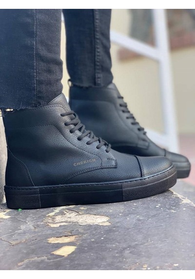 Chekich Ch029 Cst Vulcanized Lace Up Erkek Bot Sıyah Siyah