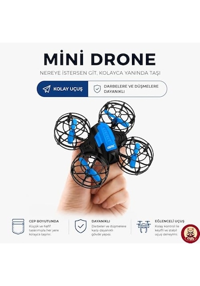 Uzaktan Kumandalı Mini Drone Işıklı Şarjlı Takla Atabilen 360 Dönüş Yapabilen Otomatik İniş Kalkış Hobi Drone 8-10 Dakika Kullanım Süresi