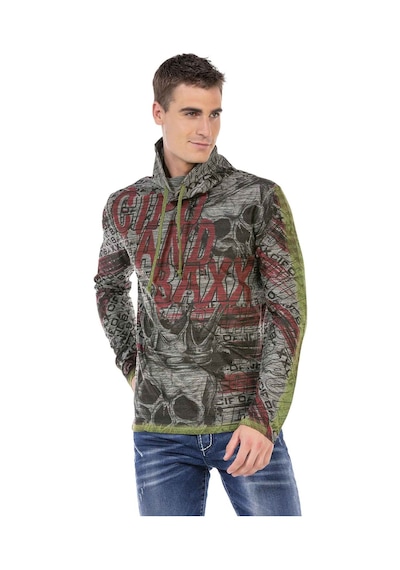 Cipo & Baxx CL468 Şal Yaka Desenli Sweatshirt Antrasit