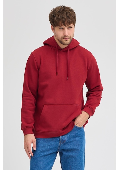 Polostate Erkek Bordo Standart Fit Normal Kesim Içi Polarlı 3 Iplik Kapüşonlu Pamuklu Sweatshirt Bordo
