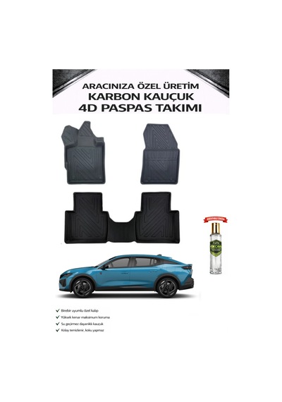 Peugeot 408 Hybrid 2026 Model Aracınıza Özel Karbon Kauçuk Paspas Takımı