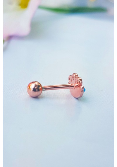 Tekli Blue Eye Gümüş Piercing Küpe-6854 Gümüş