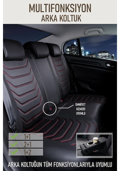 Fiat Egea Station Wagon Deri Oto Koltuk Kılıfı Ön Arka Takım Siyah Kırmızı Antalya Model Scr