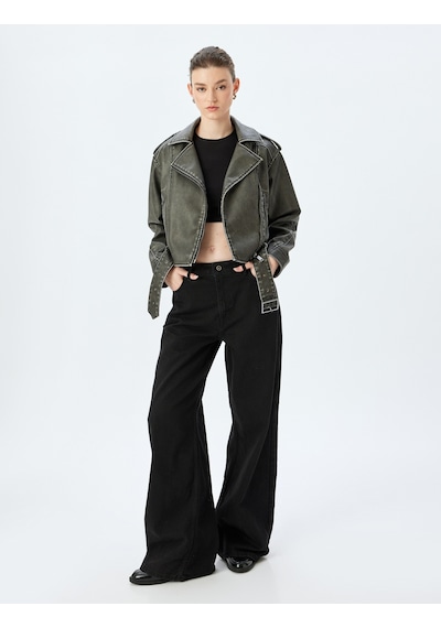 Koton Kemerli Fermuarlı Eskitilmiş Görünümlü Oversize Biker Suni Deri Ceket Gri 5sak20013ew Gri Koton Kemerli Fermuarlı Eskitilmiş Görünümlü Oversize Biker Suni Deri Ceket Gri 5sak20013ew Gri