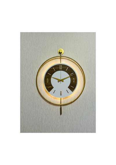 Pey Aksesuar 50x70 Cm Metal Ahşap Ve Işığın Muhteşem Uyumu Duvar Saati Dekoratif Ahşap-m54-gold-beyaz-keçe-gold