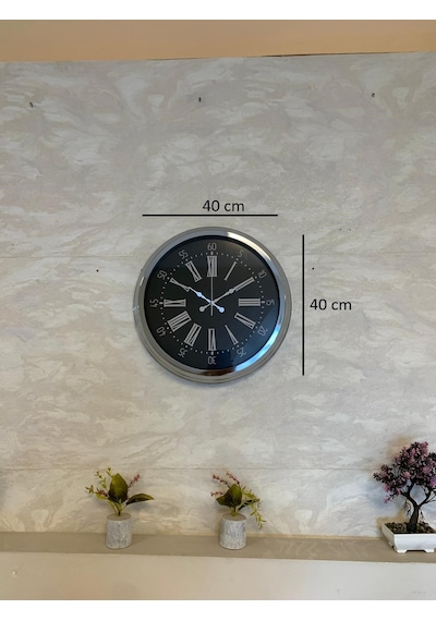 Dark Elegance 40 Cm Metal Krom Duvar Saati Çok Renkli