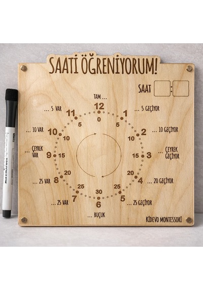 Saati Öğreniyorum Kalem Silgi Ahşap Eğitim Seti İlkokul Eğitici Ahşap Oyuncak Etkinlik Seti Öğrenme
